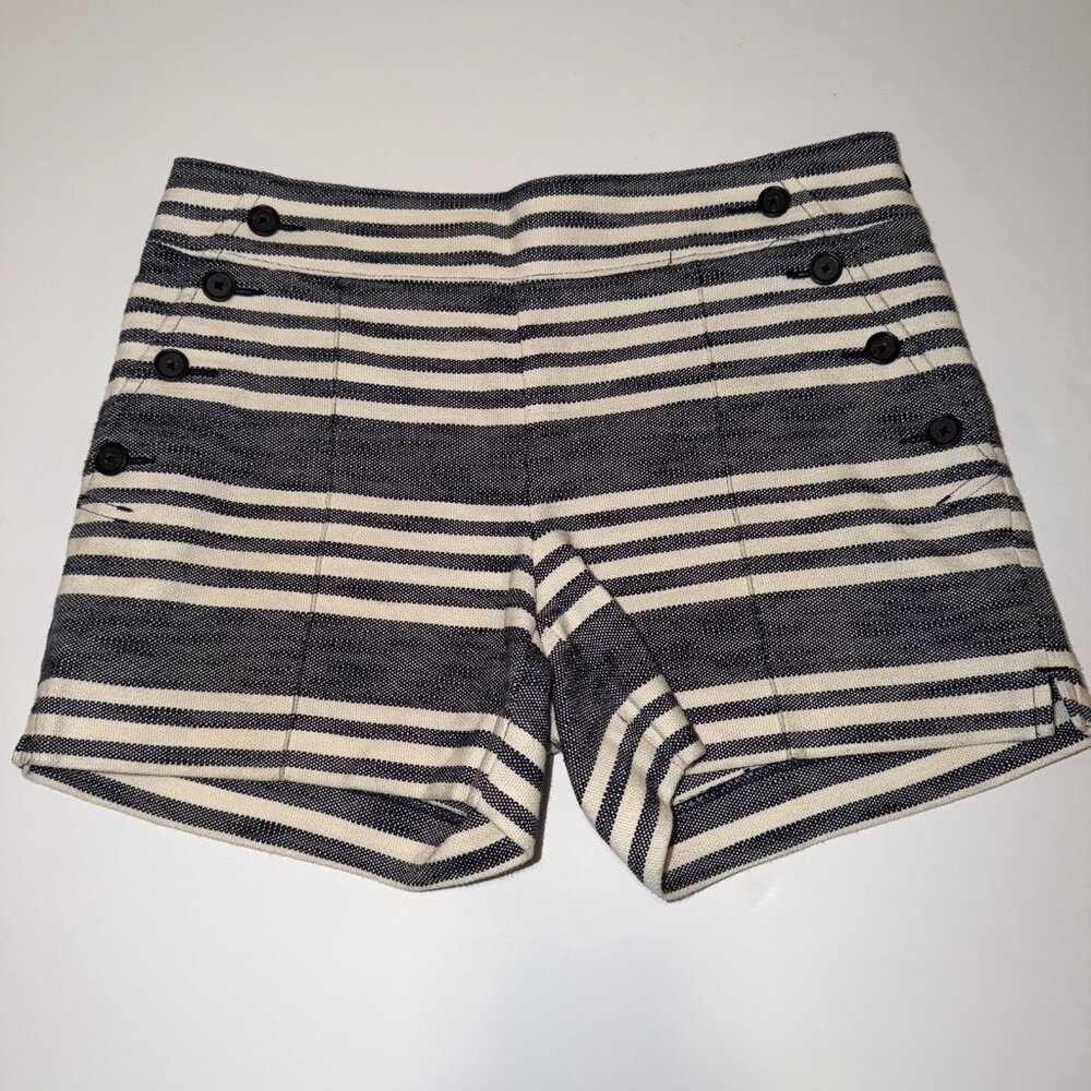 LOFT Shorts Size 2‎ Navy White Stripes Preppy Nautical Beach Sailor